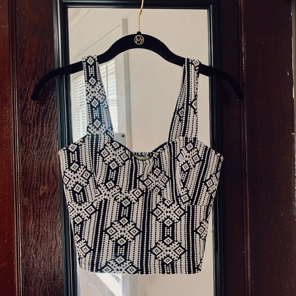Ginger G Tops - Ginger G - Black & White Crop Top